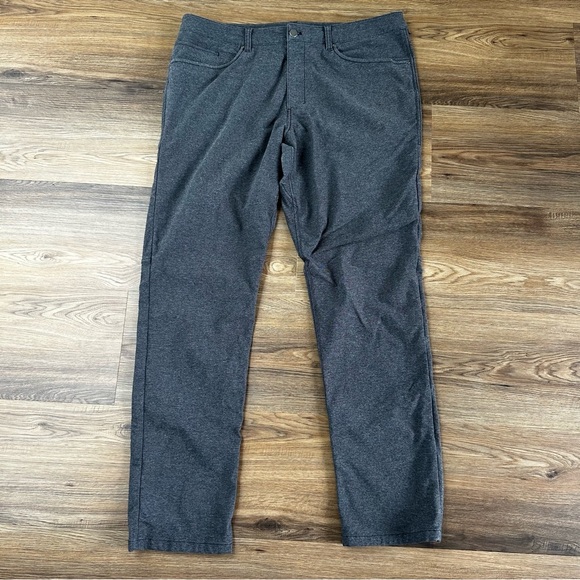 Lululemon Mens ABC Pant Classic Tech Canvas Pant 38X34 Heathered Black Straight - Picture 1 of 10